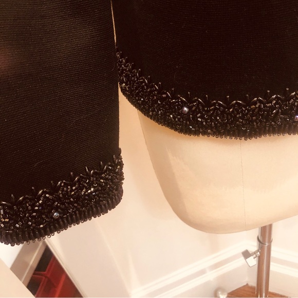 VINTAGE EVENING JACKET / TOP Black w Bead Work Heavy Knit One Of A Kind Vintage - Picture 8 of 10